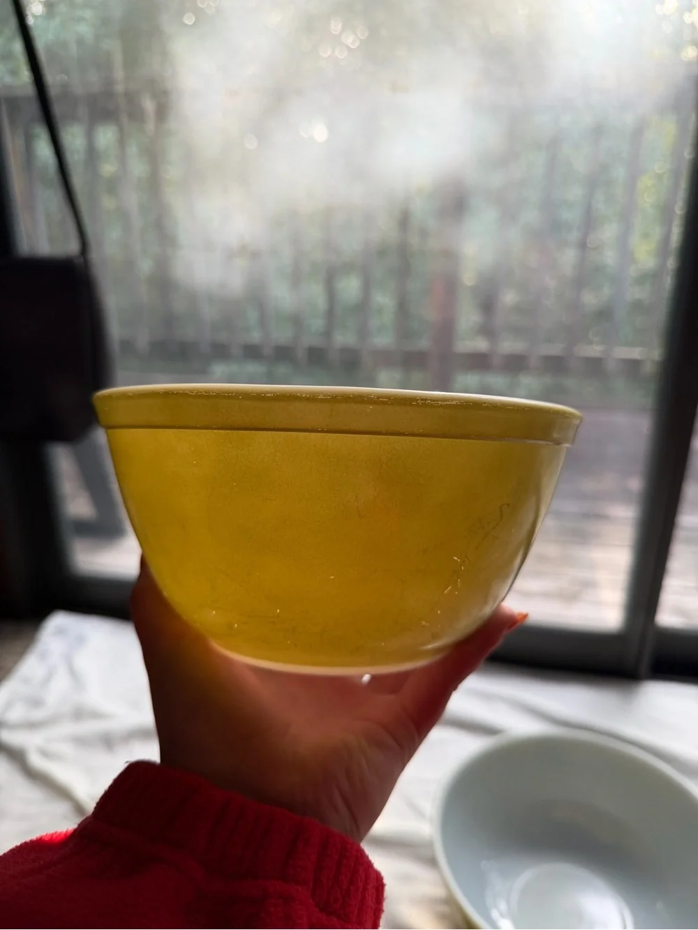Vintage Pyrex 401–404 Nesting Mixing Bowl Set Green Yellow MCM